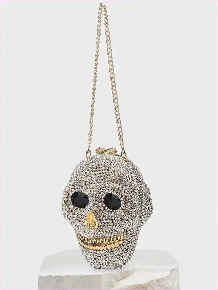 Diamond Halloween Skull Clutch Bag for Spooky Chic Nights - Pleasures and Sins