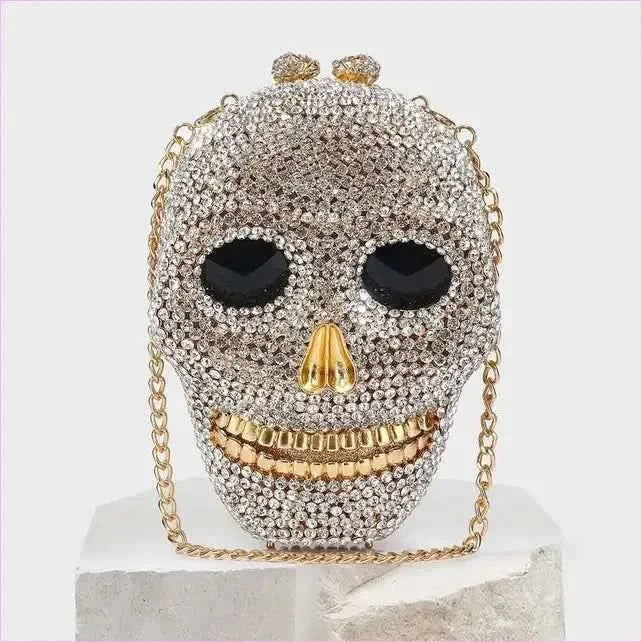 Diamond Halloween Skull Clutch Bag for Spooky Chic Nights - Pleasures and Sins