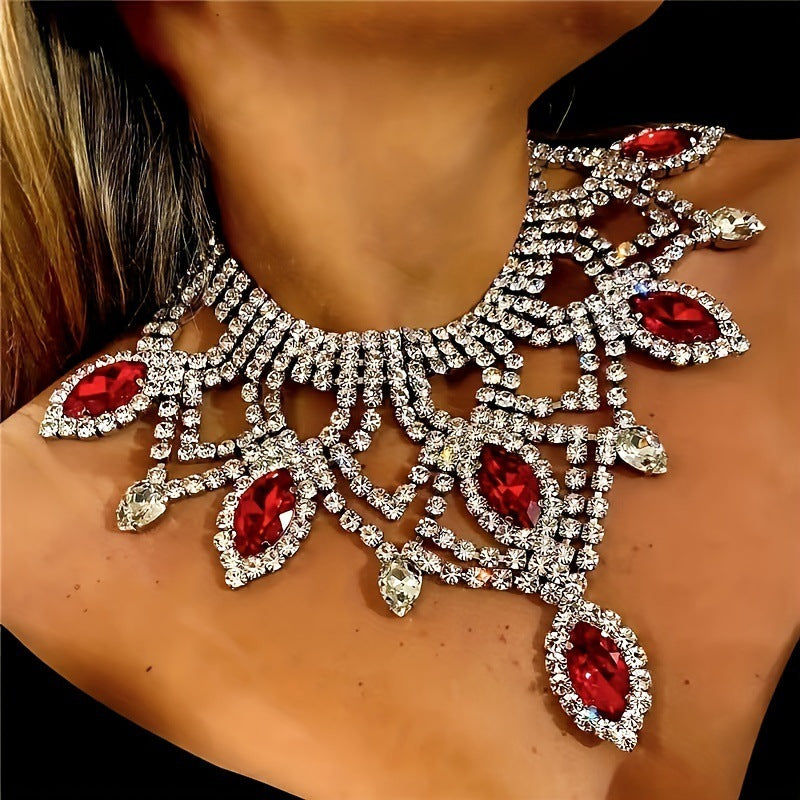 Exaggerated Rhinestone Necklace Personality Luxury Multi-layer Drag Queen Jewels