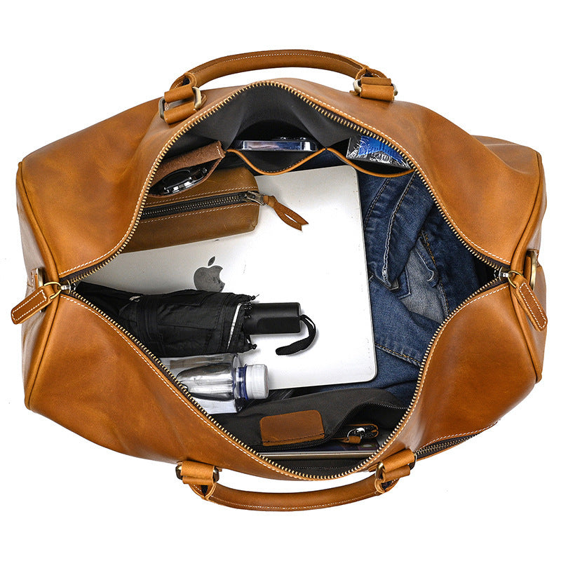 Ladies Retro Leather Travel Bag Large Capacity