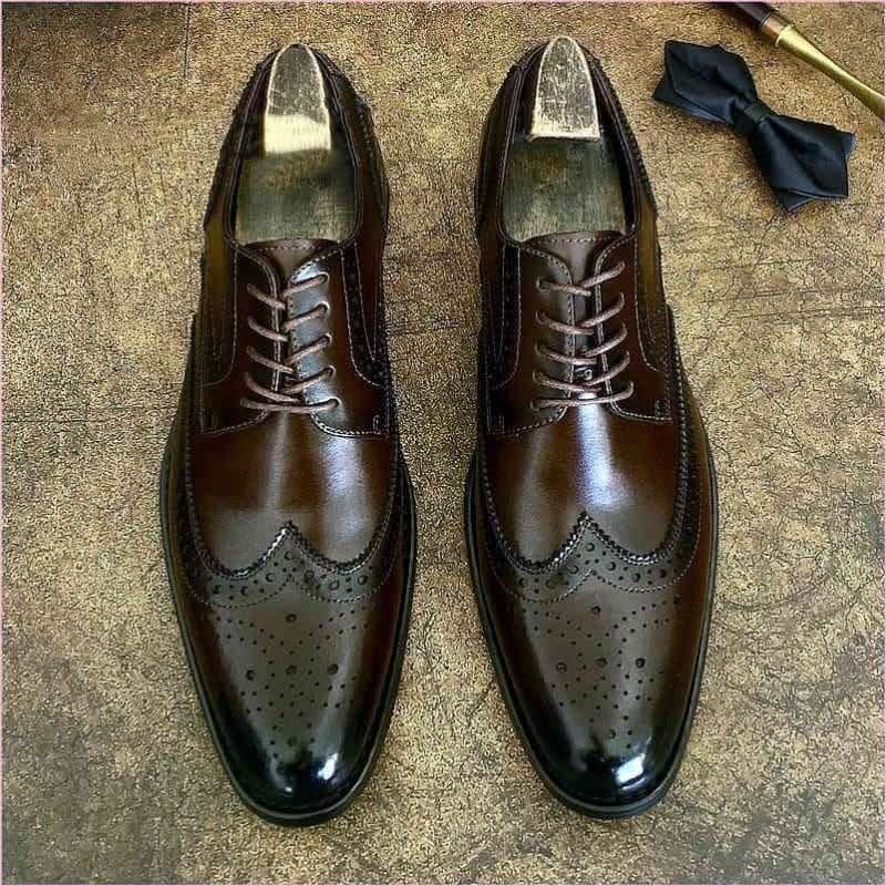 Genuine Leather Brogue Shoes for Business Formal Wear - Pleasures and Sins