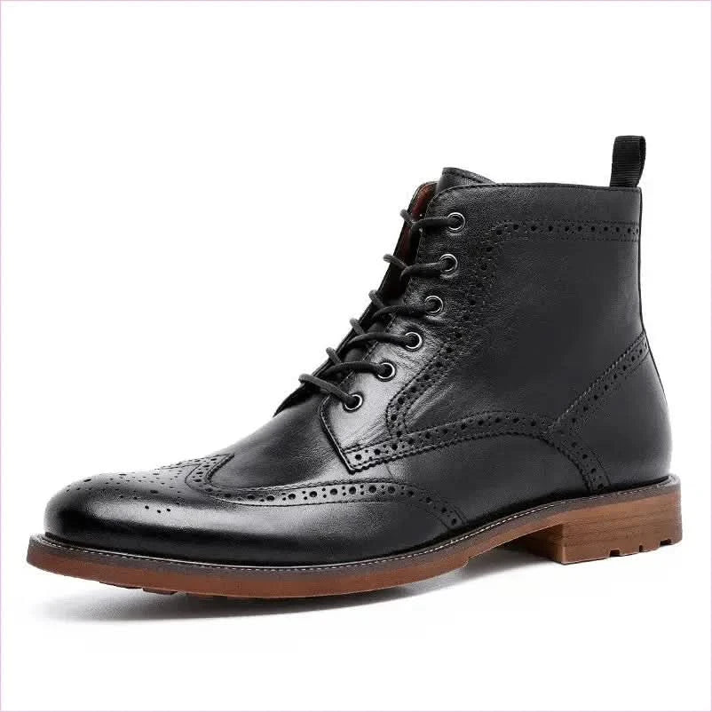 Genuine Leather English Style Ankle Boots for Men in Black - Pleasures and Sins