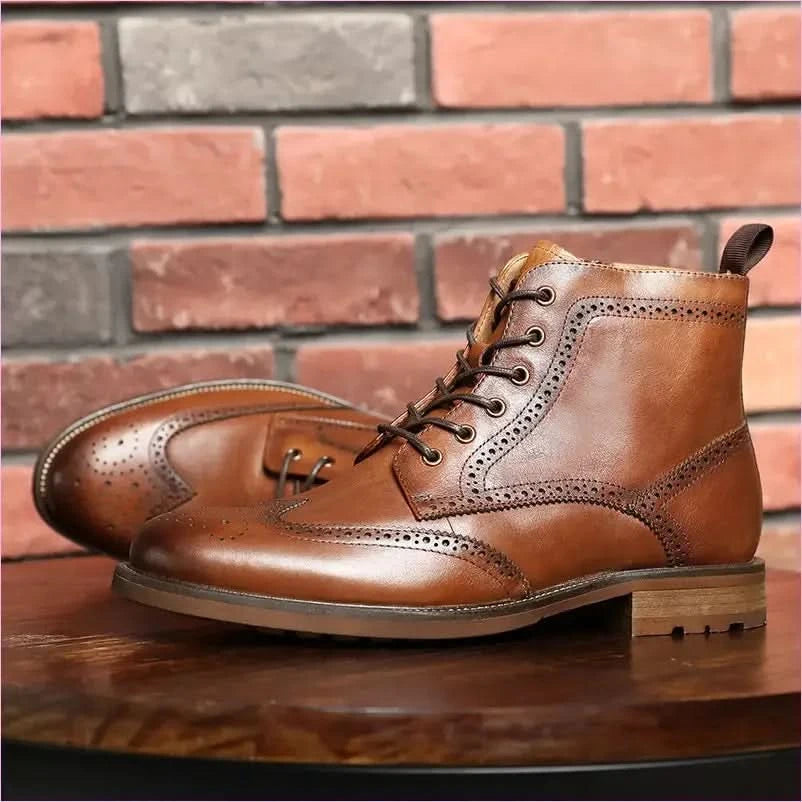 Genuine Leather English Style Ankle Boots for Men in Black - Pleasures and Sins