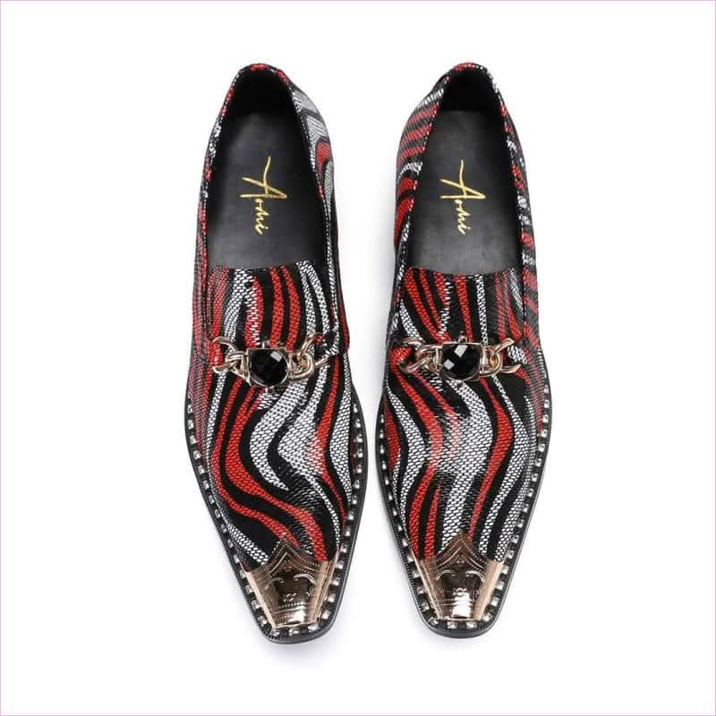 Genuine Leather Metal Head Slip on Shoes for Men's Formal Outfit - Pleasures and Sins