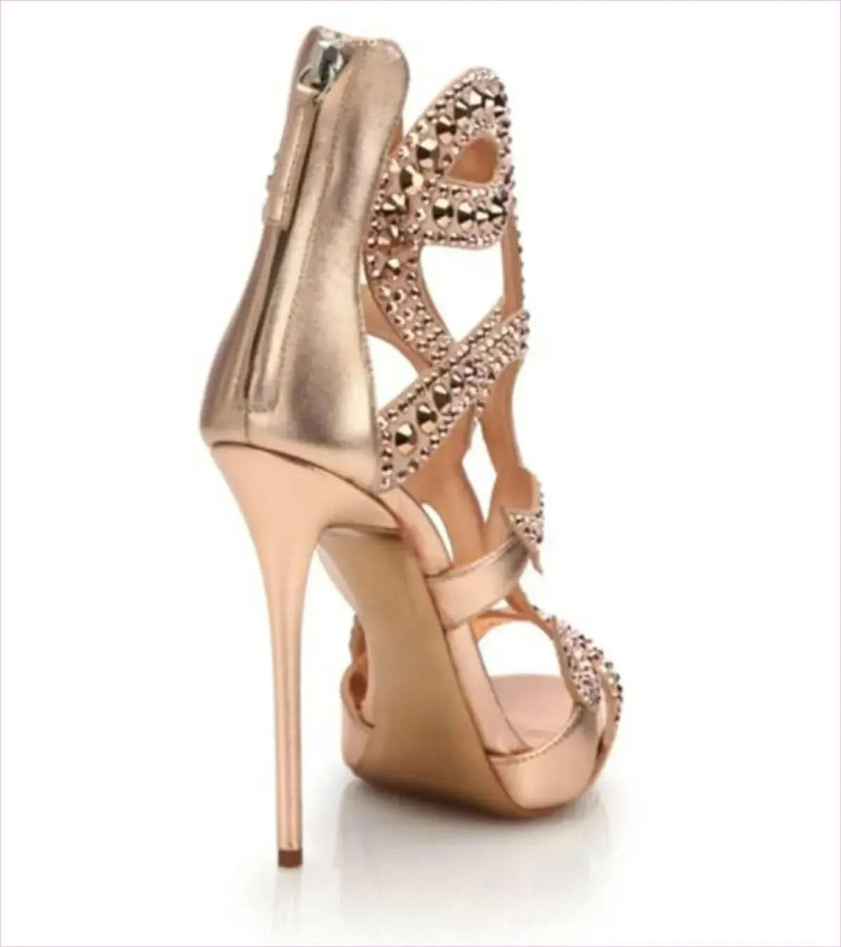 Gold Champagne Rhinestone Sandals for Luxe Party Vibes - Pleasures and Sins
