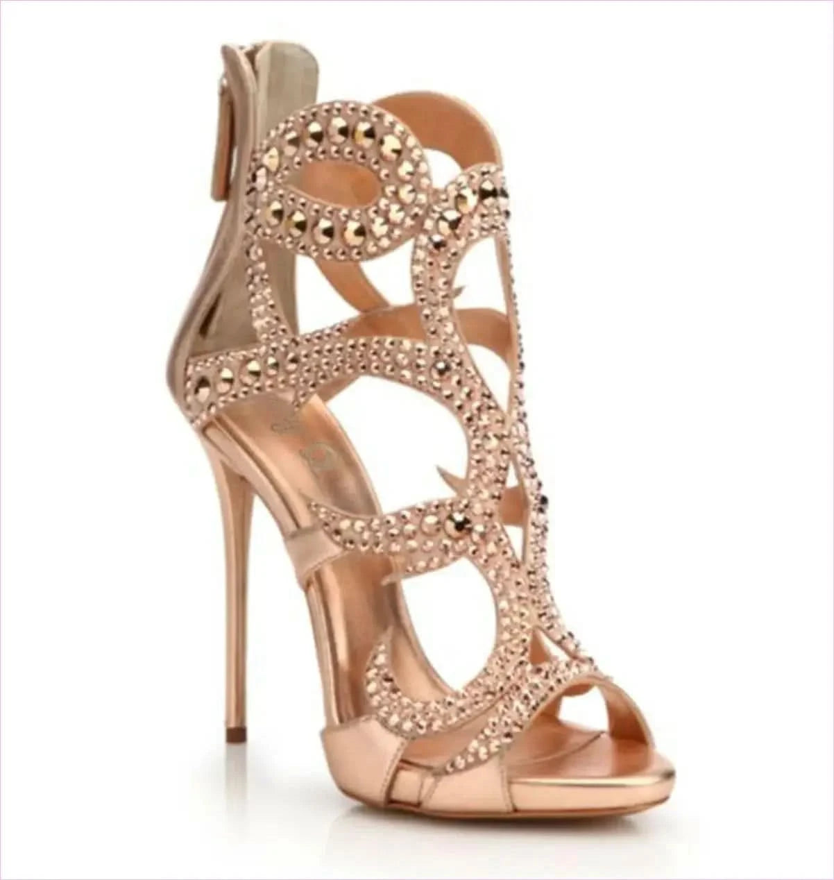 Gold Champagne Rhinestone Sandals for Luxe Party Vibes - Pleasures and Sins