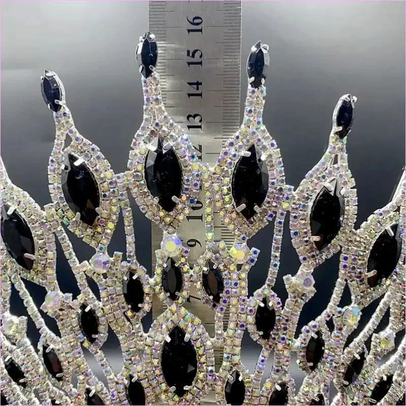 Gothic Tiara Black with Rhinestones for a Bold Bridal Look - Pleasures and Sins
