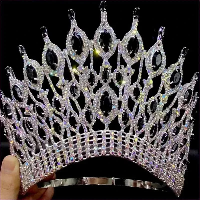Gothic Tiara Black with Rhinestones for a Bold Bridal Look - Pleasures and Sins