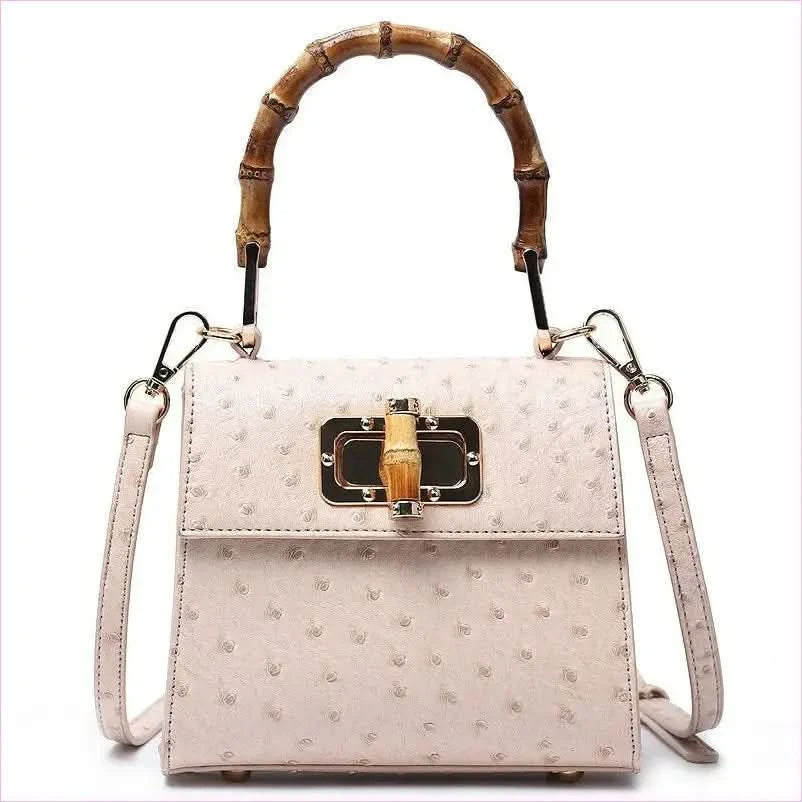 Green Ostrich Pattern Buckle Bag with Bamboo Handle - Pleasures and Sins