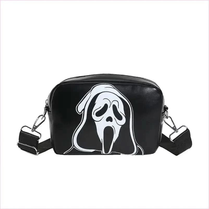Halloween Printed Small Square Bag with Skull and Pumpkin Designs - Pleasures and Sins