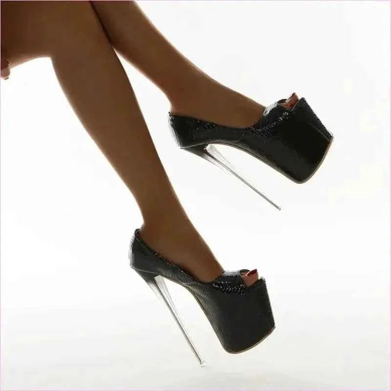 Harlequin Design Platform Peep-toe Stiletto Heels with Spikes - Pleasures and Sins