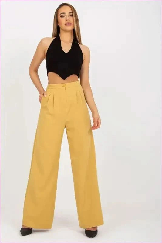 High Waisted Pants Women's Fashion Style Xsapienza yellow 34