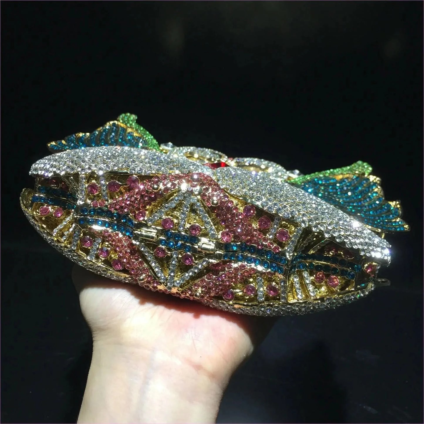 Kissing Swans Rhinestone Dinner Clutch Purse - Pleasures and Sins