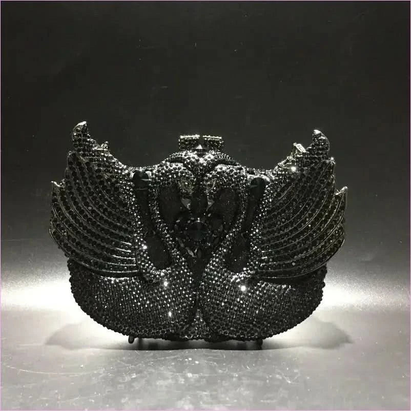 Kissing Swans Rhinestone Dinner Clutch Purse - Pleasures and Sins