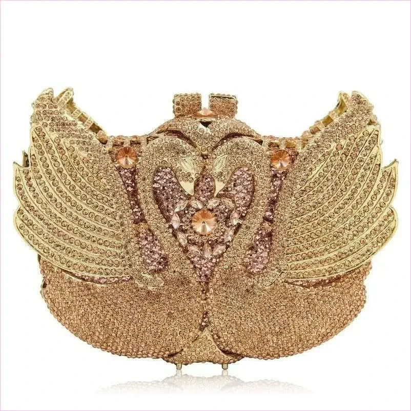 Kissing Swans Rhinestone Dinner Clutch Purse - Pleasures and Sins