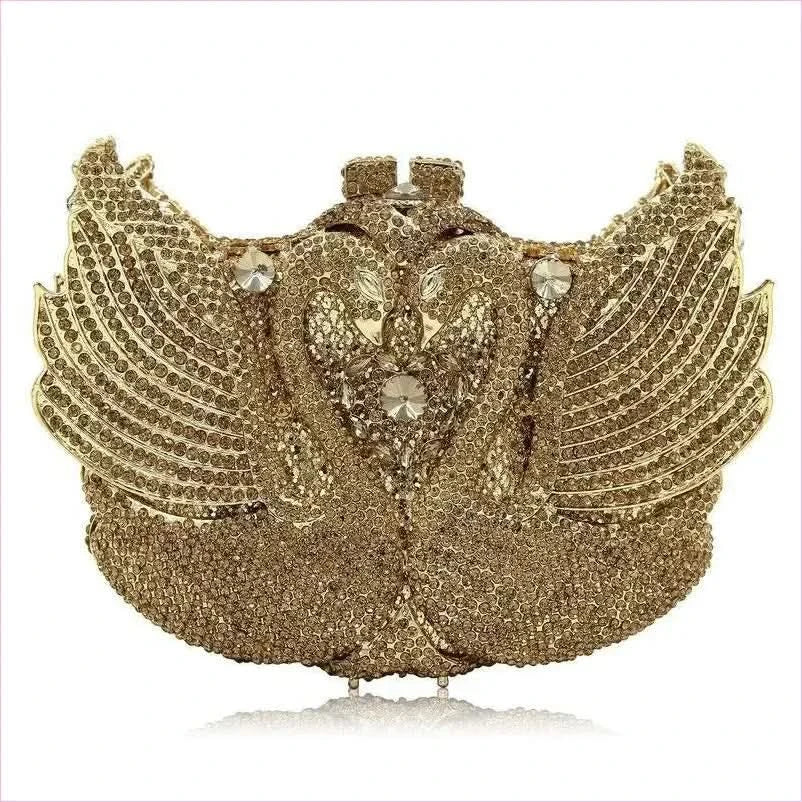 Kissing Swans Rhinestone Dinner Clutch Purse - Pleasures and Sins