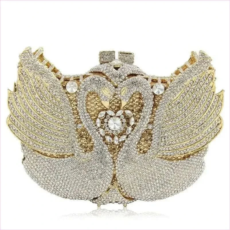 Kissing Swans Rhinestone Dinner Clutch Purse - Pleasures and Sins