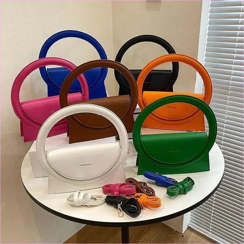 Ladies Circle Handle Designer Handbag Versatile Retro Shoulder Crossbody Bag - Pleasures and Sins