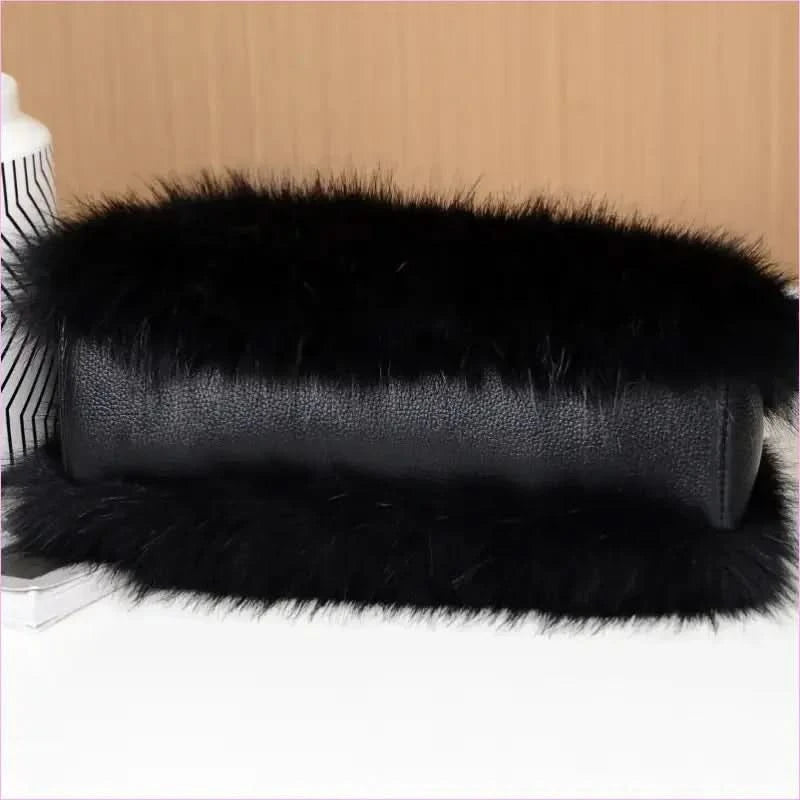 Ladies Faux Fur Fluffy Boston Handbag for Winter Vibes - Pleasures and Sins