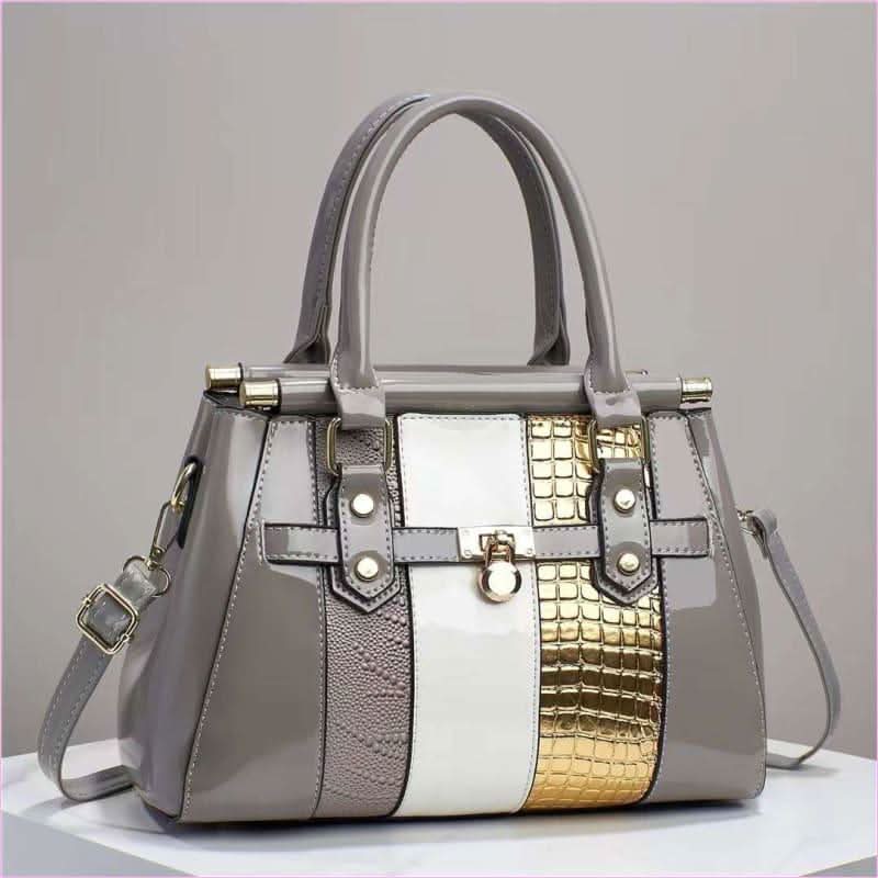 Ladies Faux Leather Large Capacity Bag with Leather Lizard Pattern - Pleasures and Sins