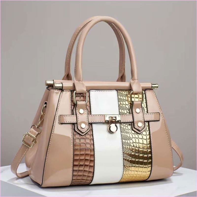 Ladies Faux Leather Large Capacity Bag with Leather Lizard Pattern - Pleasures and Sins