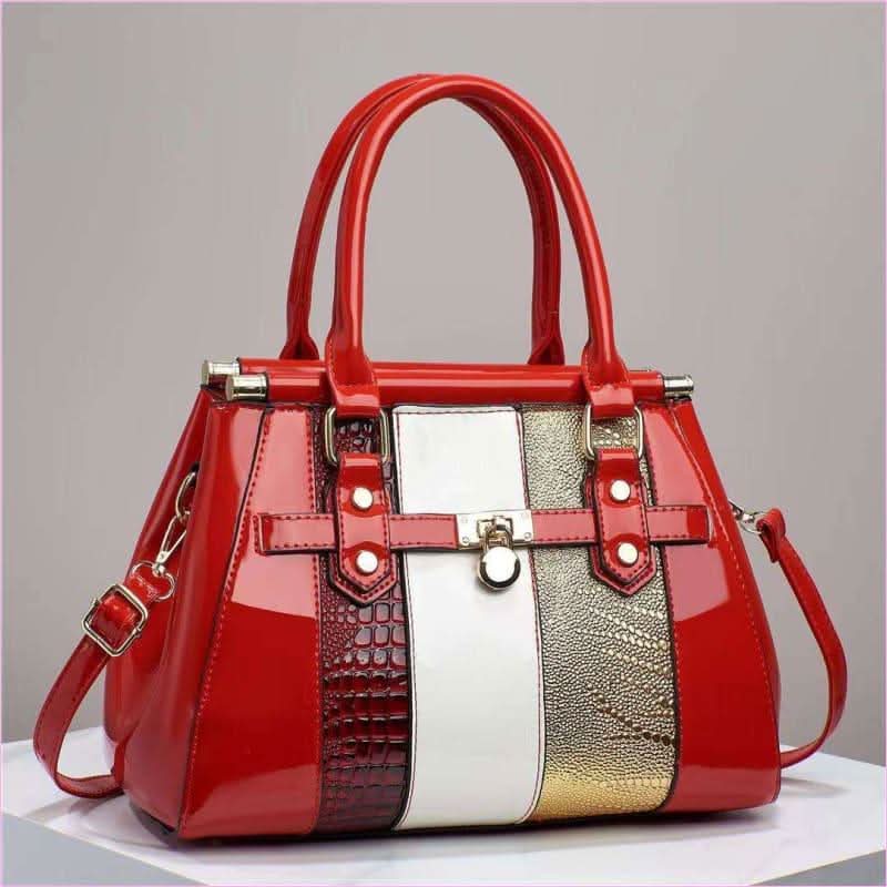 Ladies Faux Leather Large Capacity Bag with Leather Lizard Pattern - Pleasures and Sins