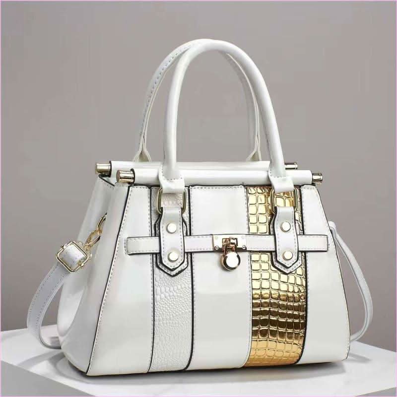 Ladies Faux Leather Large Capacity Bag with Leather Lizard Pattern - Pleasures and Sins