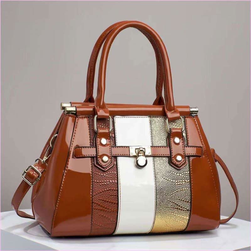 Ladies Faux Leather Large Capacity Bag with Leather Lizard Pattern - Pleasures and Sins