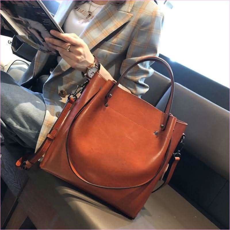 Ladies Genuine Leather Large Capacity Shoulder Bag for Elegant Style - Pleasures and Sins