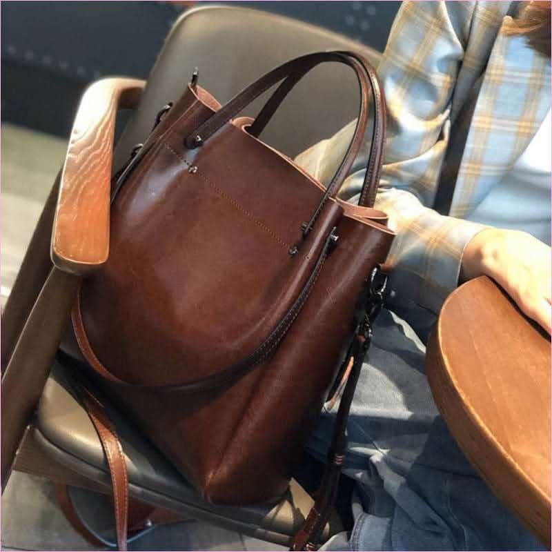 Ladies Genuine Leather Large Capacity Shoulder Bag for Elegant Style - Pleasures and Sins