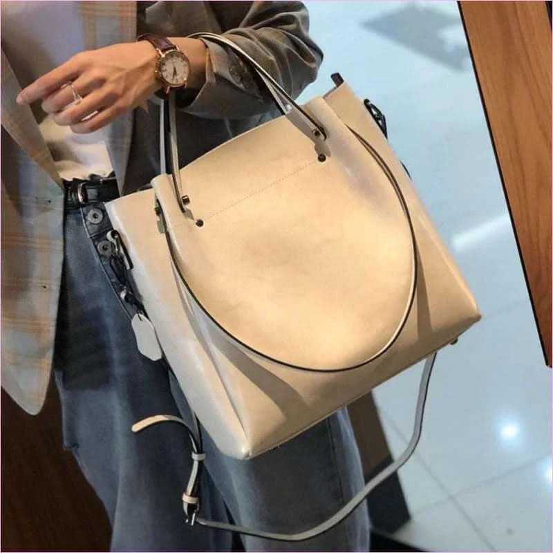 Ladies Genuine Leather Large Capacity Shoulder Bag for Elegant Style - Pleasures and Sins