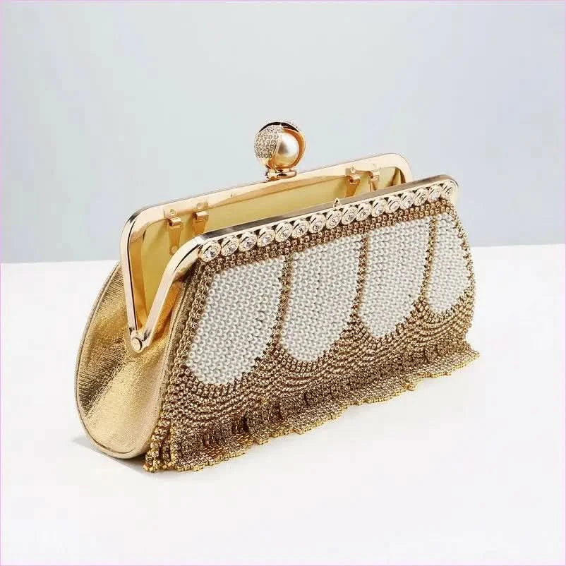 Ladies High End Rhinestone Fringed Evening Bag for Glam Nights - Pleasures and Sins