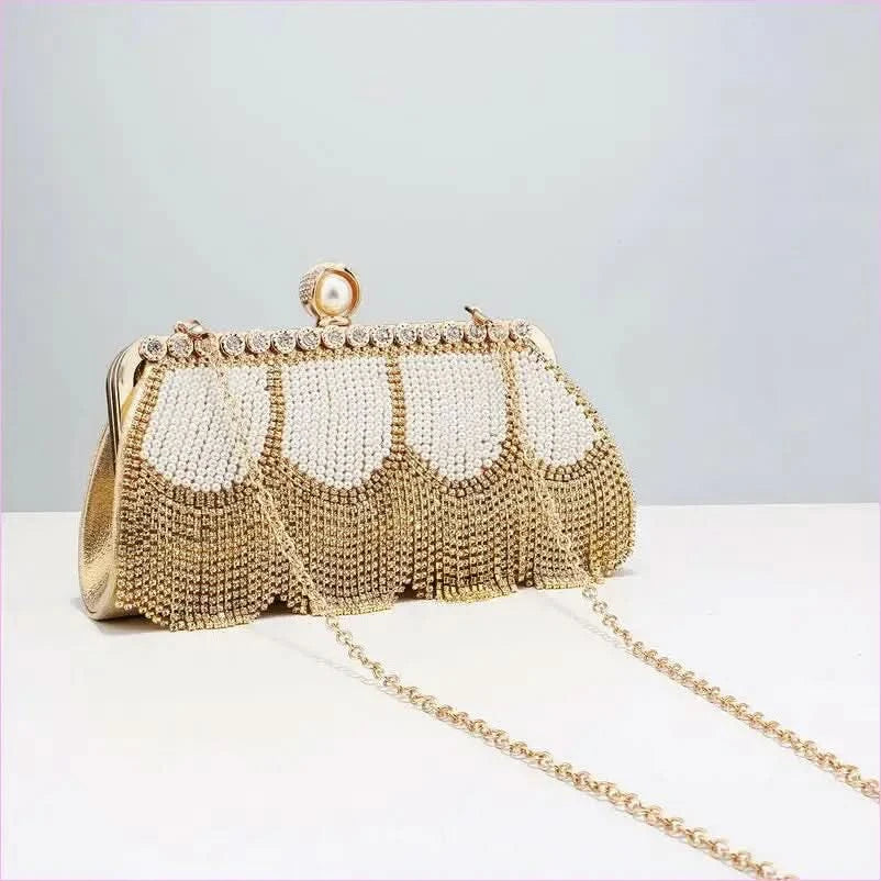 Ladies High End Rhinestone Fringed Evening Bag for Glam Nights - Pleasures and Sins