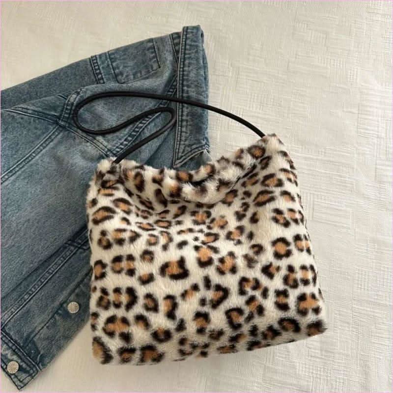Ladies Leopard Print Furry Crossbody Bag for a Stylish Look - Pleasures and Sins