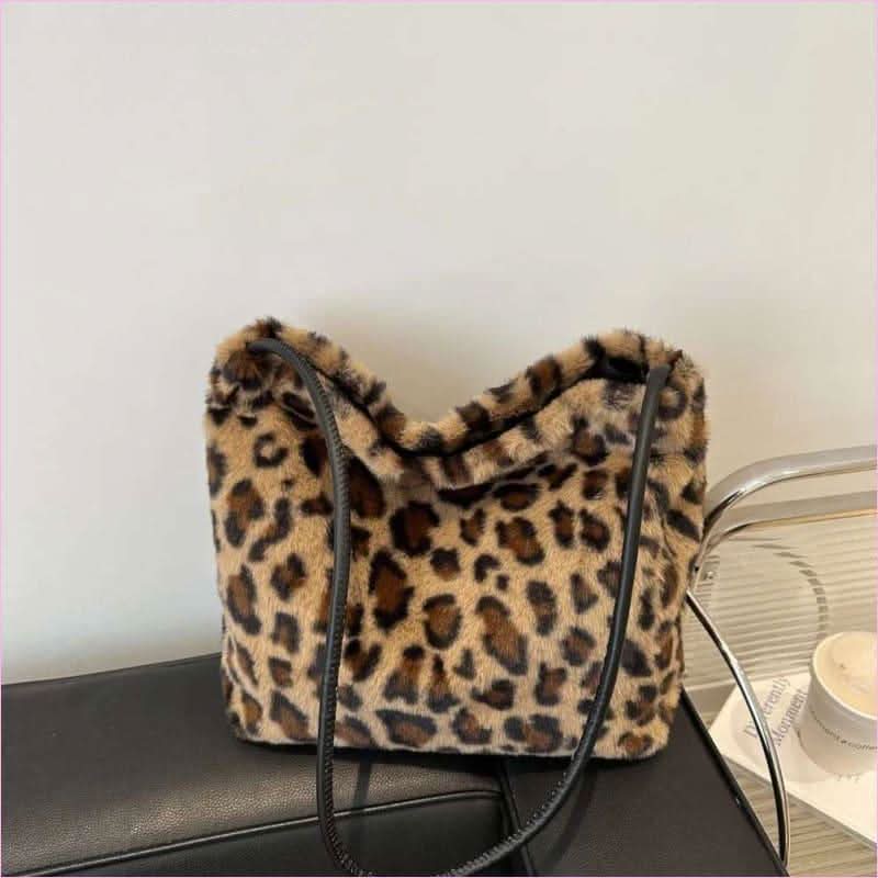 Ladies Leopard Print Furry Crossbody Bag for a Stylish Look - Pleasures and Sins