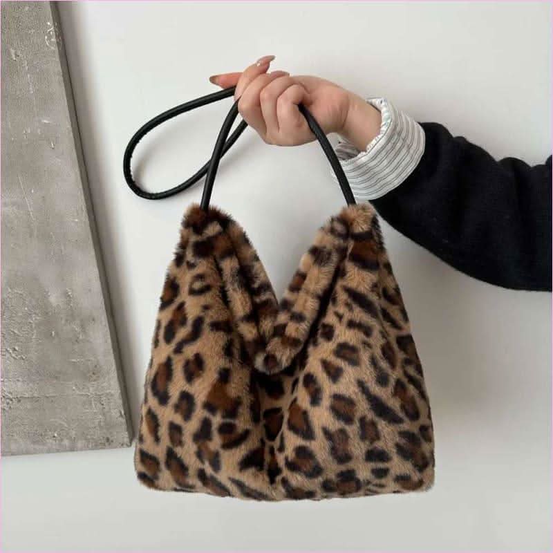 Ladies Leopard Print Furry Crossbody Bag for a Stylish Look - Pleasures and Sins