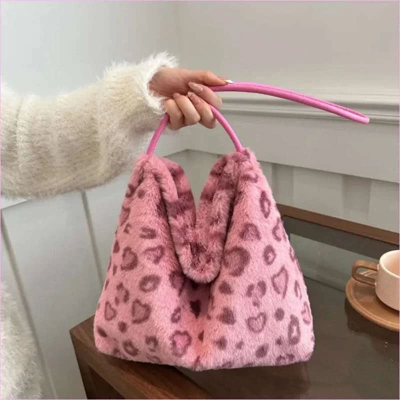 Ladies Leopard Print Furry Crossbody Bag for a Stylish Look - Pleasures and Sins
