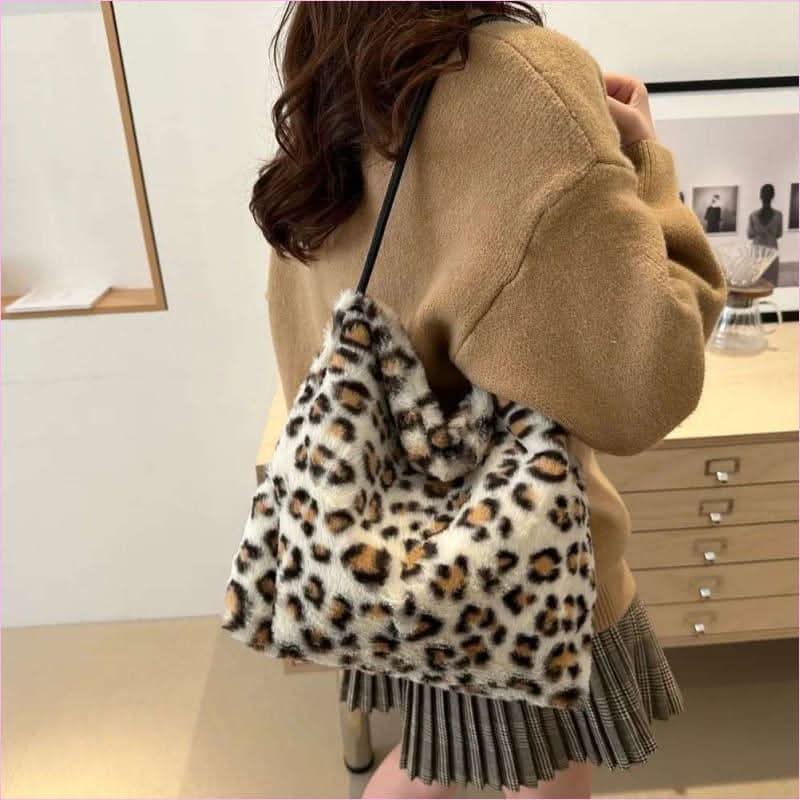 Ladies Leopard Print Furry Crossbody Bag for a Stylish Look - Pleasures and Sins