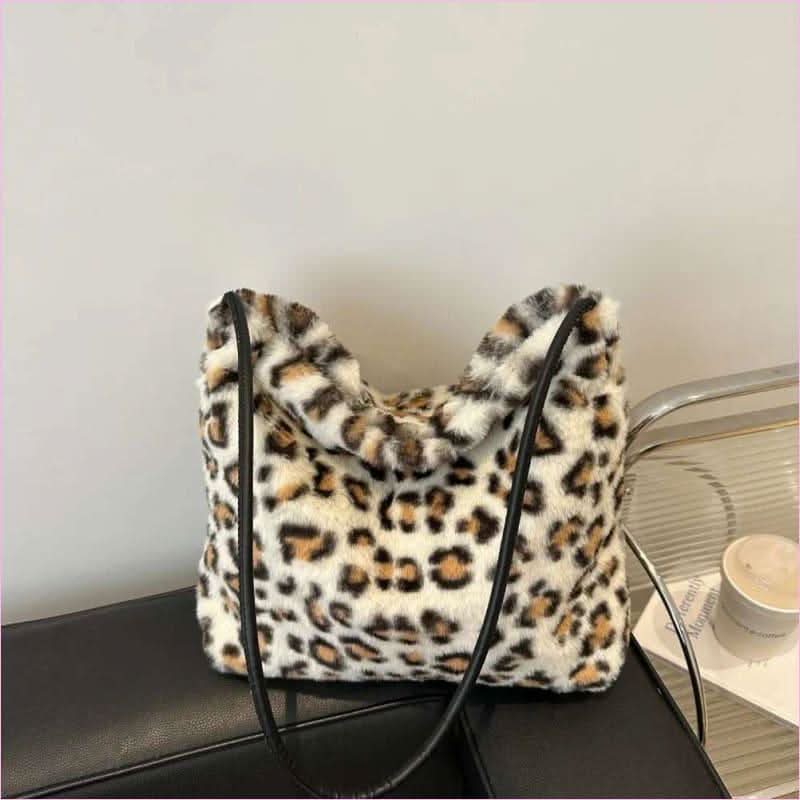 Ladies Leopard Print Furry Crossbody Bag for a Stylish Look - Pleasures and Sins
