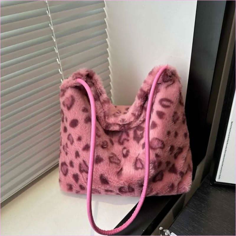 Ladies Leopard Print Furry Crossbody Bag for a Stylish Look - Pleasures and Sins