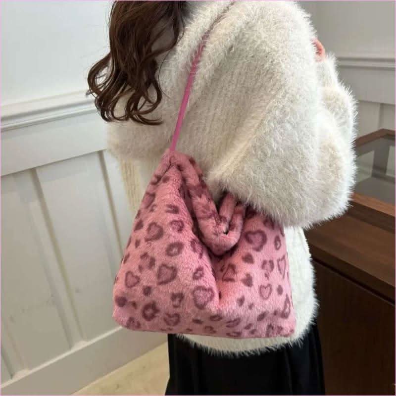Ladies Leopard Print Furry Crossbody Bag for a Stylish Look - Pleasures and Sins