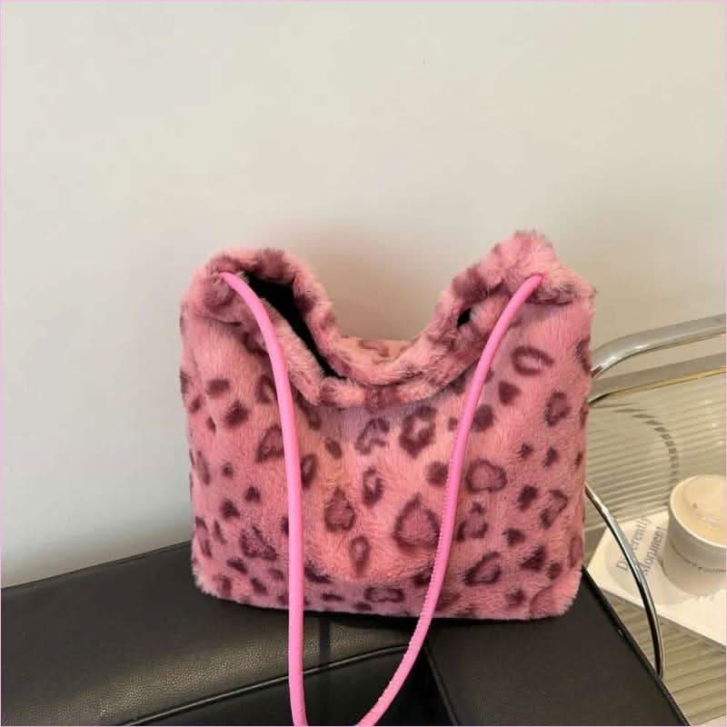 Ladies Leopard Print Furry Crossbody Bag for a Stylish Look - Pleasures and Sins