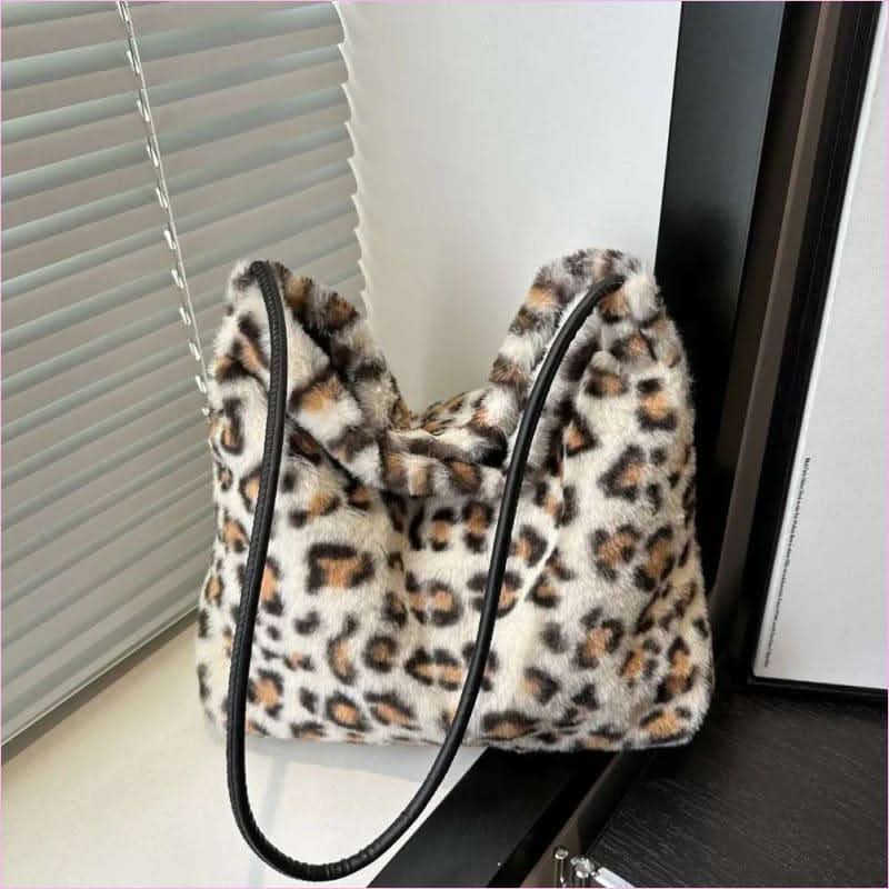 Ladies Leopard Print Furry Crossbody Bag for a Stylish Look - Pleasures and Sins