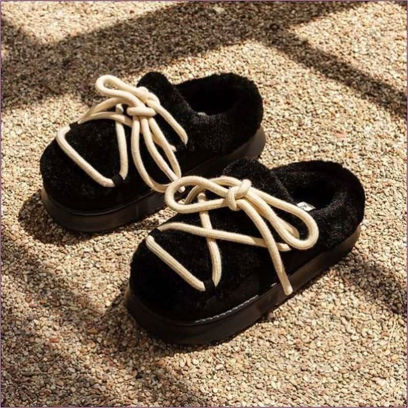 Ladies Outdoor Suede Platform Closed-toe Fur Slippers for Comfort and Style - Pleasures and Sins
