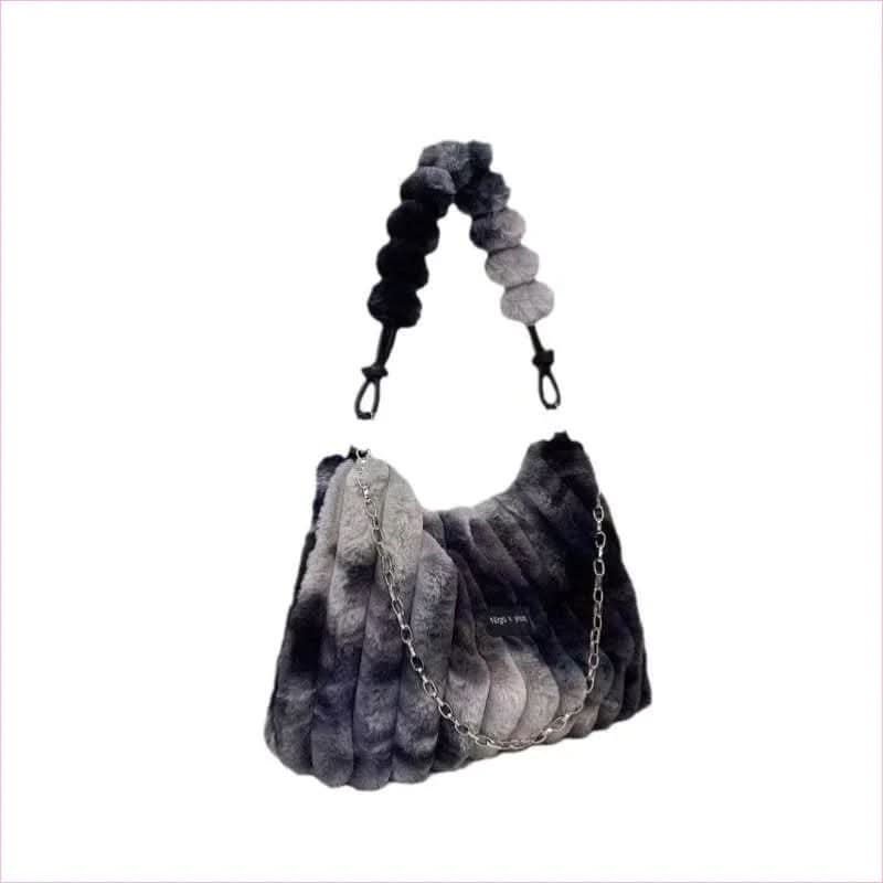 Ladies Plush Retro Crossbody Fur Bag with Soft Fur Exterior - Pleasures and Sins