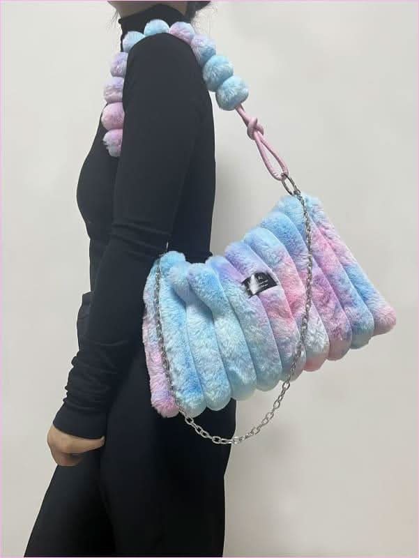 Ladies Plush Retro Crossbody Fur Bag with Soft Fur Exterior - Pleasures and Sins