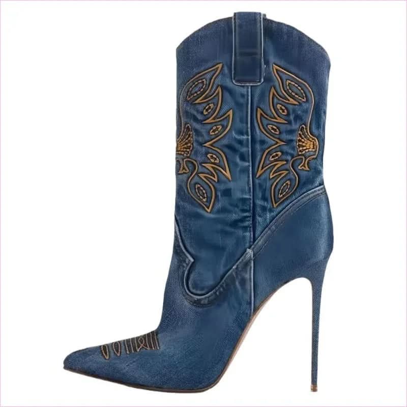 Ladies Western Cowboy Style High Heel Pointed Toe Boots - Pleasures and Sins