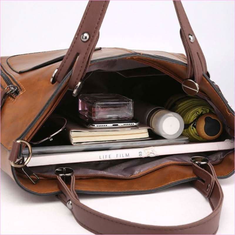 Large Capacity Retro Faux Leather Diagonal Cross Bag for Women - Pleasures and Sins