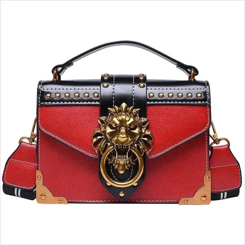 Lions Head Studded Handbag for a Chic Single Shoulder Crossbody Look - Pleasures and Sins
