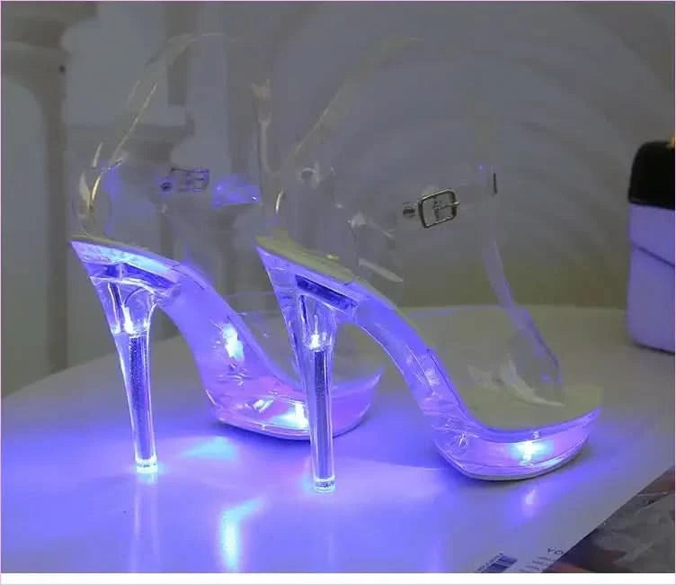 Luminous Transparent Platform Shoes with Led Lights 13cm High Heels - Pleasures and Sins